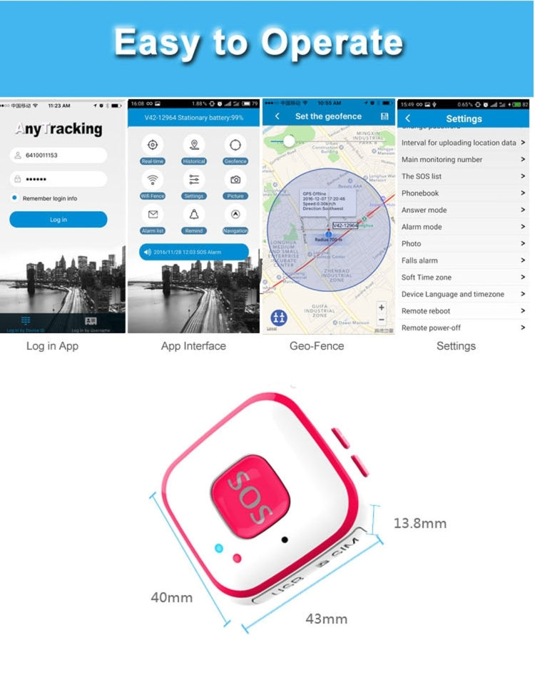 V28 Necklace Style GSM Mini LBS WiFi AGPS Tracker SOS Communicator