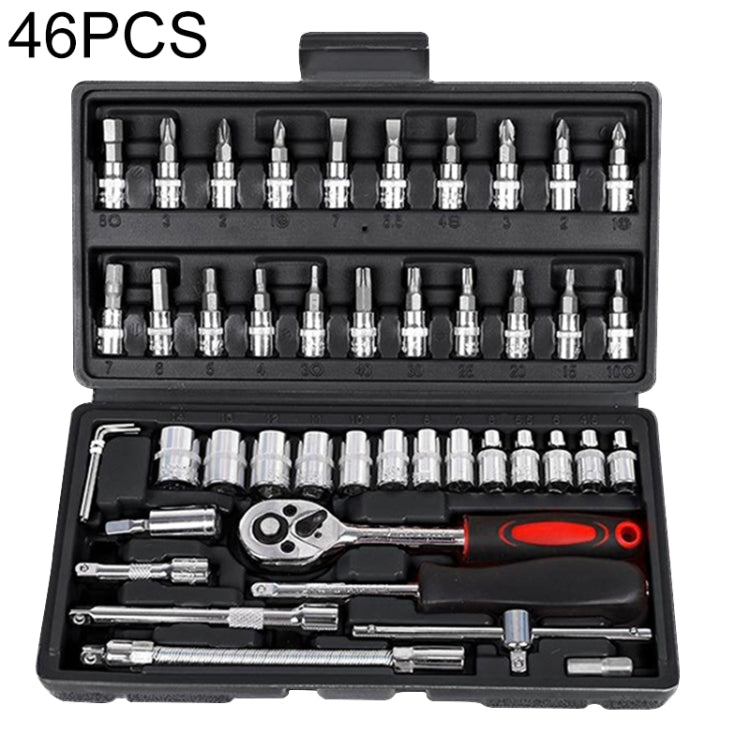 46 In 1 Multi-function Car Repair Combination Toolbox Ratchet Wrench Set (Red), 46 In 1(Red), 46 In 1(Black)