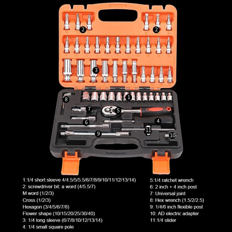 53 In 1 Multi-function Car Repair Combination Toolbox Ratchet Wrench Set