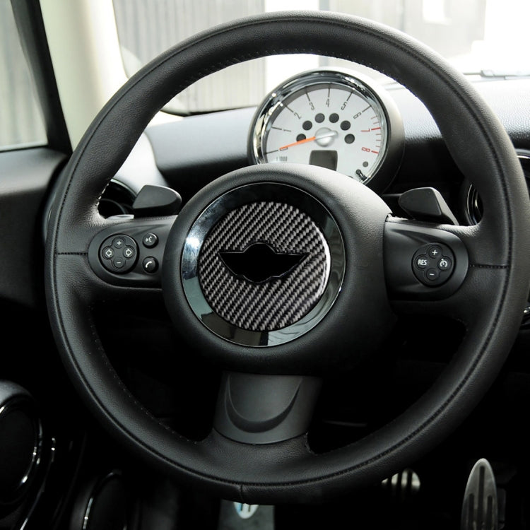 Car Steering Wheel F Chassis Logo Carbon Fiber Decorative Sticker for BMW Mini Cooper F55 / F56 / F60 / Countryman F60
