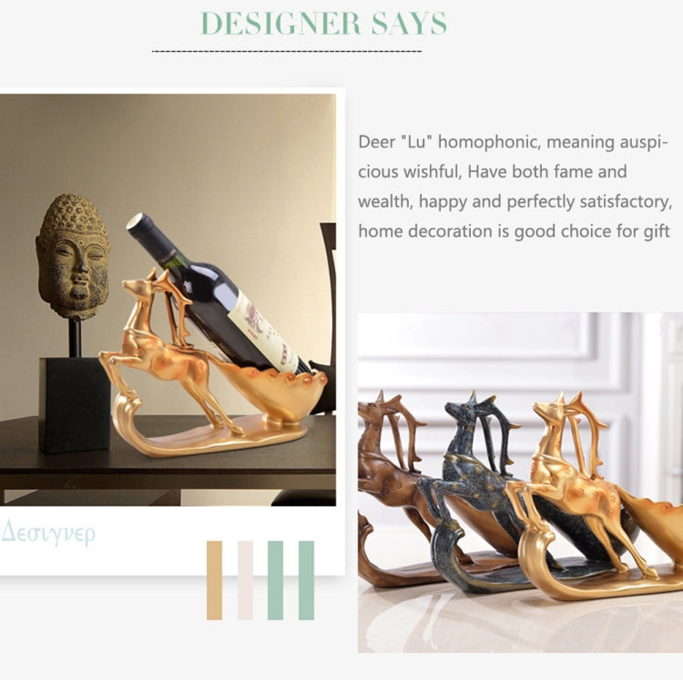 Creative Sika Deer Shape Wine Shelf Drain Rack Bottle Holder Living Room Ornaments Gift