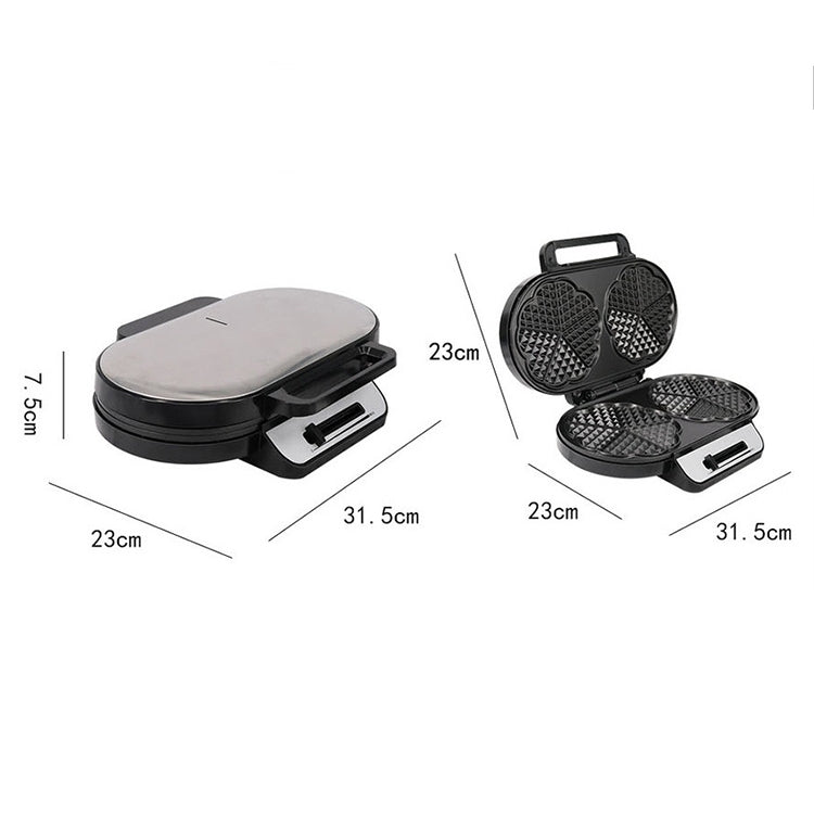 Household Waffle Maker Toaster Double Dish Heating Mini Breakfast Machine Sandwich Electric Cake Baking Machine, EU Plug