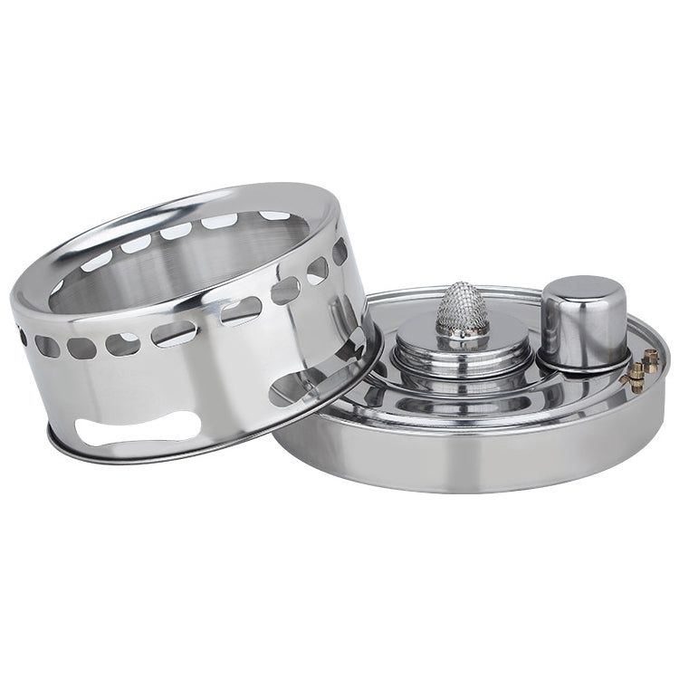 Portable Outdoor Stainless Steel Wick Alcohol Stove Single Small Pot Set, Size: 14cm