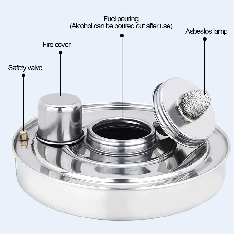 Portable Outdoor Stainless Steel Wick Alcohol Stove Single Small Pot Set, Size: 14cm