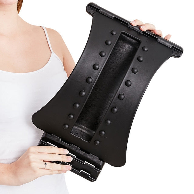 Lumbar Traction Stretching Device Posture Corrector Waist Support Spine Pain Relief Back Massage Stretcher, Black Purple, Black Red, Red White, White Green, White Blue, White Purple, Black Green, Black Blue