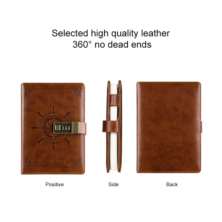 B6 Retro PU Cover Sailor Notebook Diary Book with Password Lock