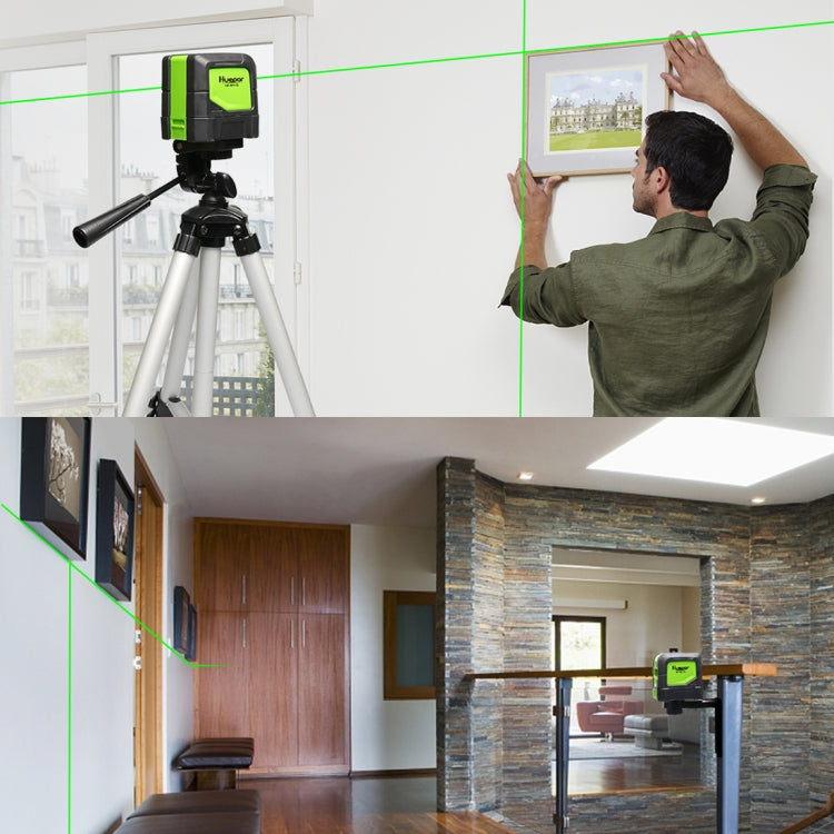 9011G 1V1H 15mW 2 Line Green Beam Laser Level Covering Walls and Floors