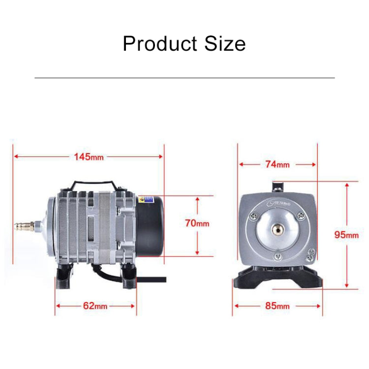 ACO-001 18W 38L/Min Electromagnetic Air Pump Compressor Seafood Fish Tank Increase Oxygen Air Flow Spliter, US Plug