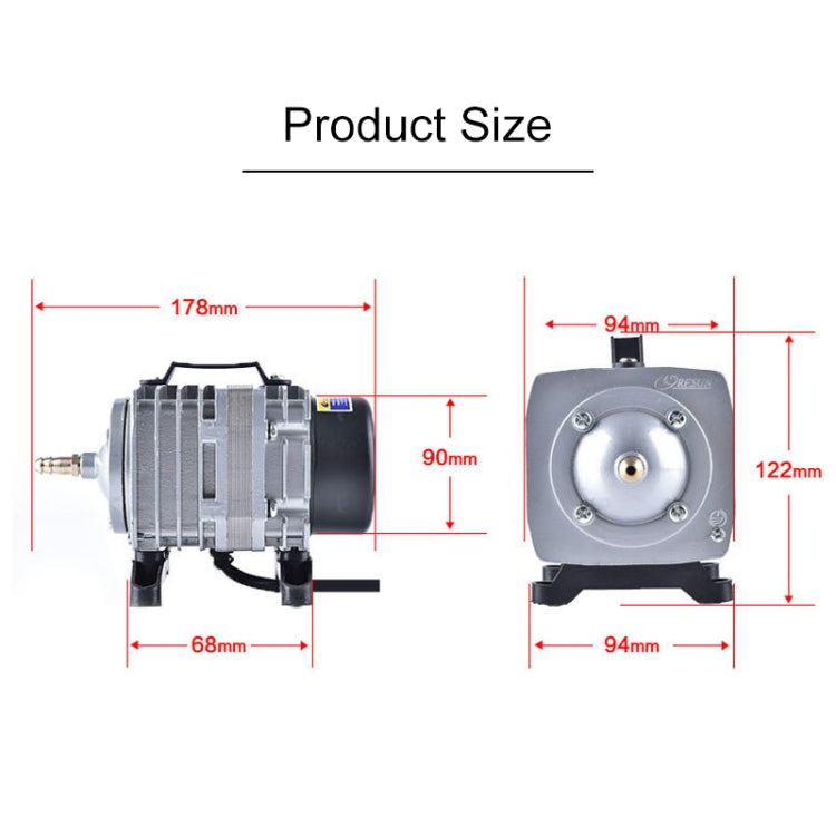 ACO-003 35W 65L/Min Electromagnetic Air Pump Compressor Seafood Fish Tank Increase Oxygen Air Flow Spliter, US Plug
