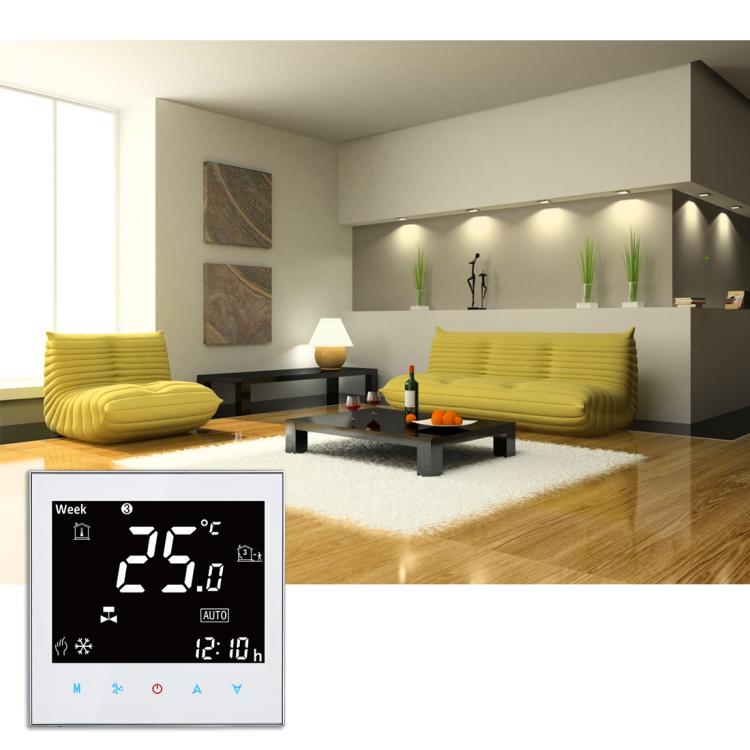 BAC-2000 Central Air Conditioning Type Touch LCD Digital 2-pipe Fan Coil Unit Room Thermostat, Display Fan Speed / Clock / Temperature  / Time / Week / Heat etc.