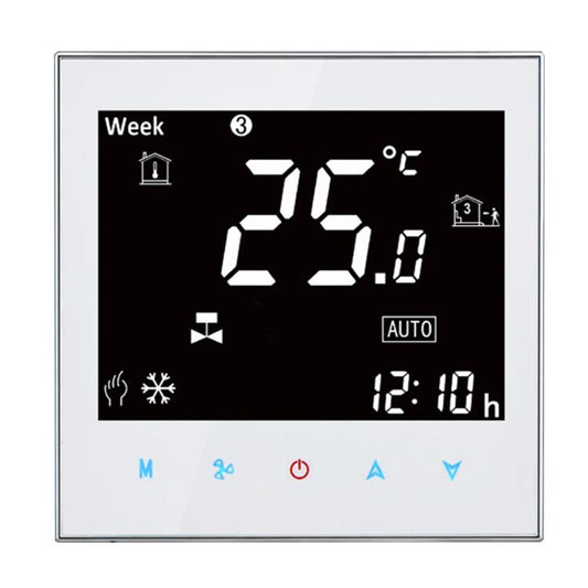 BAC-2000 Central Air Conditioning Type Touch LCD Digital 2-pipe Fan Coil Unit Room Thermostat, Display Fan Speed / Clock / Temperature  / Time / Week / Heat etc.