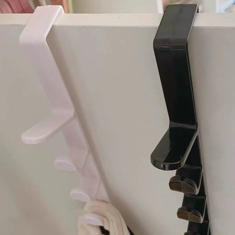 4pcs Multifunctional Vertical Style Bathroom Kitchen Wall Door Wardrobe Hanger Umbrella Clothes Towel Hook with 5 Hooks, Random Color Delivery