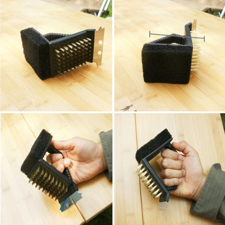 Outdoor Barbecue Cleaning Brush Camping Picnic BBQ Copper Wire Grill Three In One Right Angle Copper Wire Triangular Brush