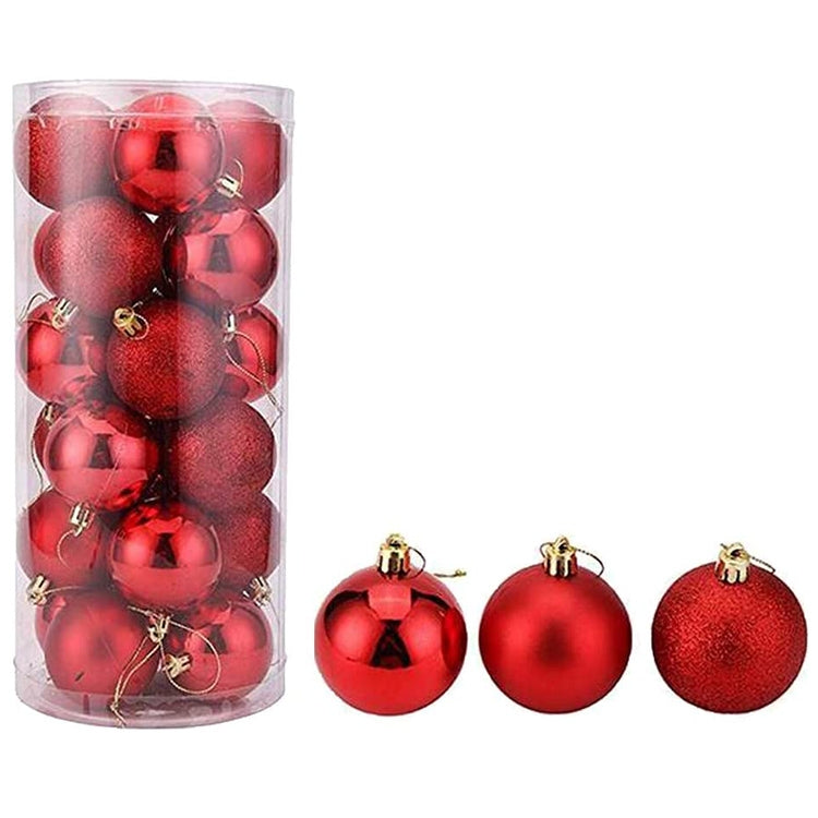24 PCS 8cm Plating Plastic Christmas Tree Decorations Hanging String Ball, Random Color Delivery