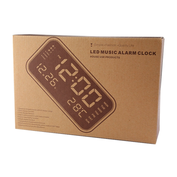 Multi-functional Large Screen LED Digital Music Alarm Clock with Time / Week / Temperature / Calendar Display & Remote Control, DC 5V