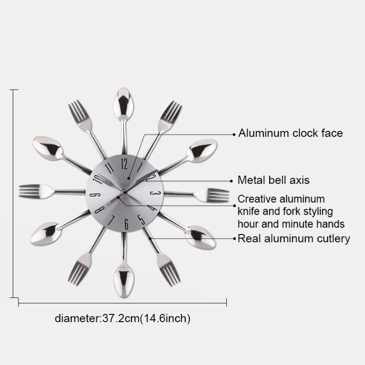 Creative Restaurant Kitchen Living Room Stainless Steel Knife and Fork Quartz Wall Clock