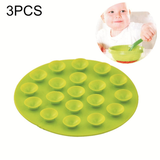 3pcs Baby Double-sided TPR Anti-skid Pad Strong Suction Placemat, Size:10.5*10.5*1.3cm Random Color Delivery