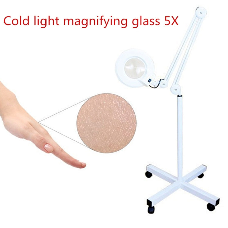 5X Foldable Swing Arm Desk Table Mount Magnifier with Lamp Light for Facial Tattoo Eyebrow Nail Salon Beauty, Cool White Light