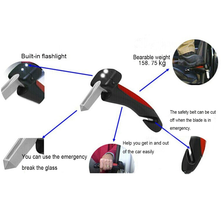 Car Cane Handle Portable Mobility Aid Flashlight Belt Cutter Glass Breaker Emergency Escape Tools