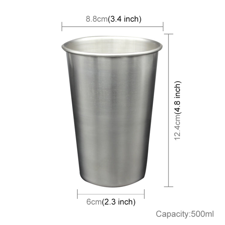 500ml Single Wall Electropolished Stainless Steel Curling Edge Beverage Cup With Rubber Circle Band And Cap