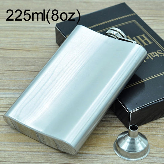225mL (8oz) Outdoor Sports Handy Home Travel Wild Stainless Steel Portable Hip Flask(with Small Funnel)(Silver 225mL (8oz))