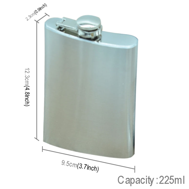 225mL (8oz) Outdoor Sports Handy Home Travel Wild Stainless Steel Portable Hip Flask(with Small Funnel)(Silver 225mL (8oz))