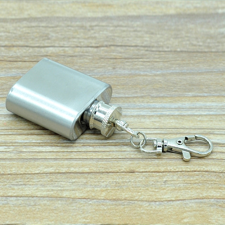 28mL(1oz)Cute Mini Portable Wine Jug Handy Stainless Steel Hip Flask with a Key Chain(Silver)