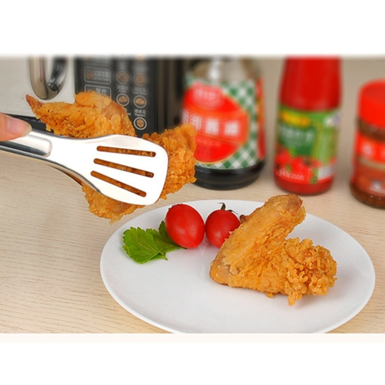 Stainless Steel Barbecue Steak Clip Tongs BBQ Roasting Shovels Leak Steak Shovel Spatula Food Clamp Bread Clips, Length: 24cm