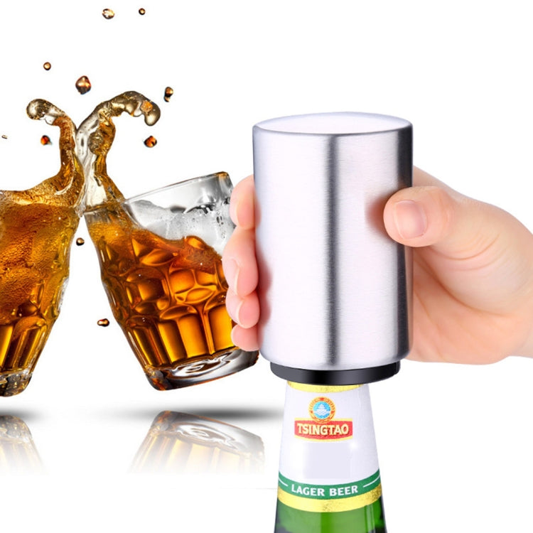 Magnetic Automatic Beer Bottle Cap Opener Stainless Steel Push Down Beer Opener Kitchen Gadgets, Size: 8.5 x 5.2cm