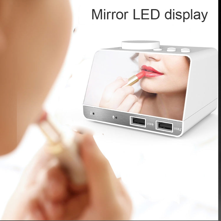 K11 Bluetooth Alarm Clock Speaker Creative Digital Music Clock Display Radio with Dual USB Interface, Support U Disk / TF Card / FM / AUX, EU Plug