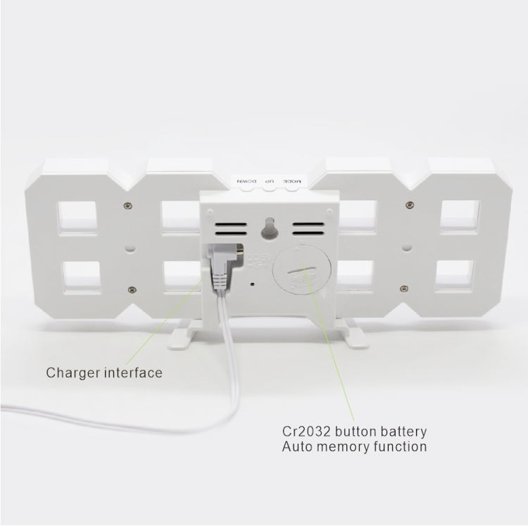 Multi-Function Large 3D LED Digital Wall Alarm Clock with Snooze Function, 12/24 Hours Display for Home, Kitchen, Office, DC 5V, CE Certificated, White Body Red Characters, White Body White Characters, White Body Green Characters                       ...