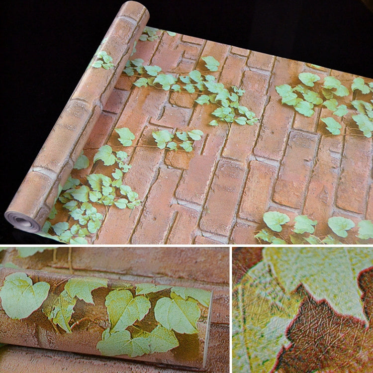 Creative 3D Parthenocissus Stone Brick Decoration Wallpaper Stickers Bedroom Living Room Wall Waterproof Wallpaper Roll, Size: 45 x 1000cm