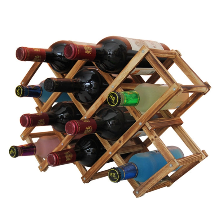 10 Bottles Racks Foldable Wine Stand Wooden Wine Holder Kitchen Bar Display Shelf