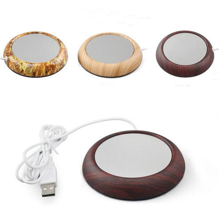 Wood Grain Marble Design USB Desktop Mug Cup Warmer Tea Coffee Drinks Heating Mat Pad, Random Color Delivery
