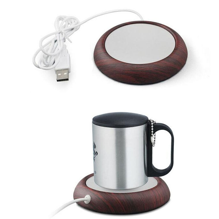 Wood Grain Marble Design USB Desktop Mug Cup Warmer Tea Coffee Drinks Heating Mat Pad, Random Color Delivery