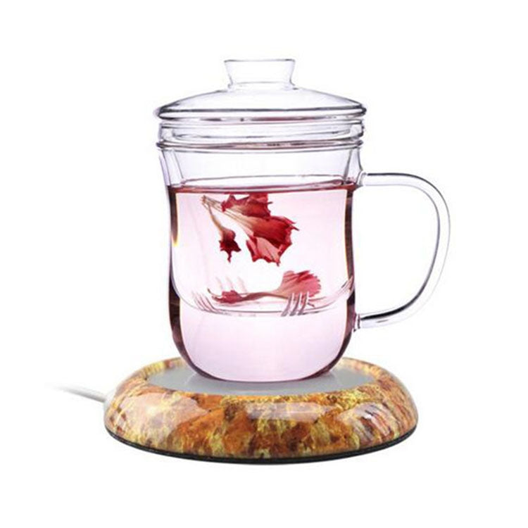 Wood Grain Marble Design USB Desktop Mug Cup Warmer Tea Coffee Drinks Heating Mat Pad, Random Color Delivery