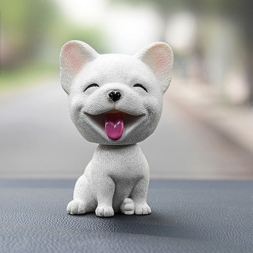 Shaking Head Dog Car Ornaments Resins Lovely Cartoon Dog New Year Gifts with Double-sided Adhesive Tape