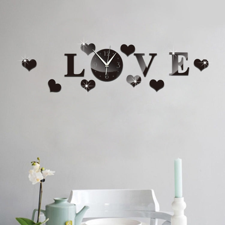 Creative LOVE Clock Acrylic Mirror DIY Wall Sticker