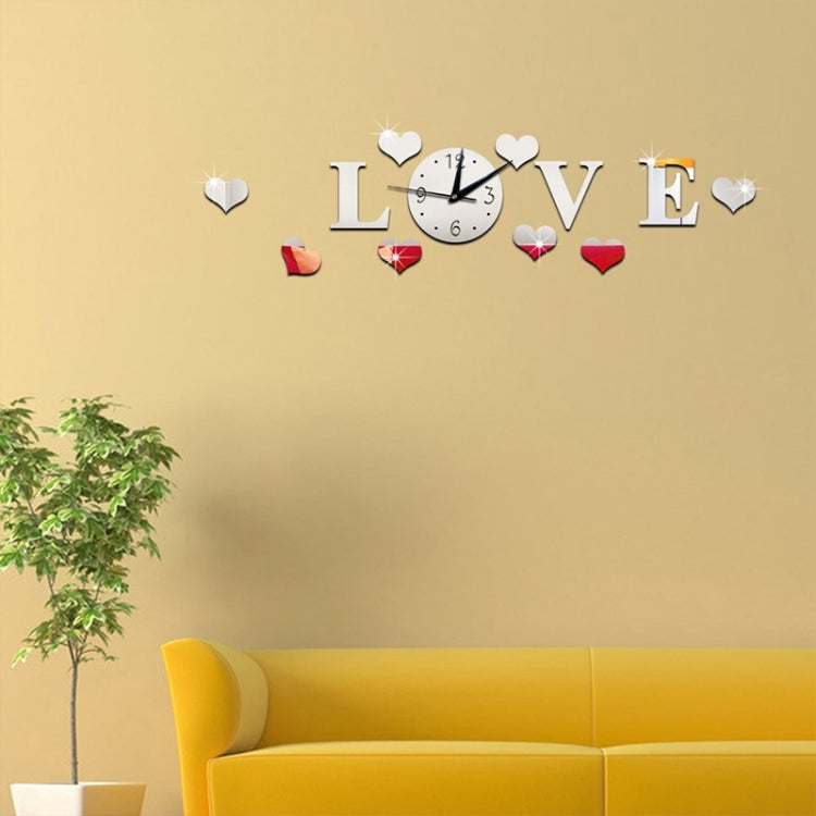 Creative LOVE Clock Acrylic Mirror DIY Wall Sticker