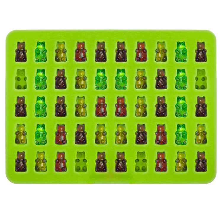 2 PCS 50 Holes Small Bear Chocolate Tray Silicone Mold Cookie Mold Candy Mold, Random Color Delivery, Size: 19*13.7*1cm