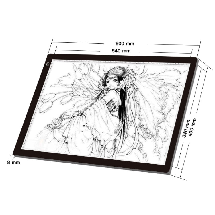 A2 Size 23W 12V  LED Three Level of Brightness Dimmable Acrylic Copy Boards for Anime Sketch Drawing Sketchpad, with Power Adapter