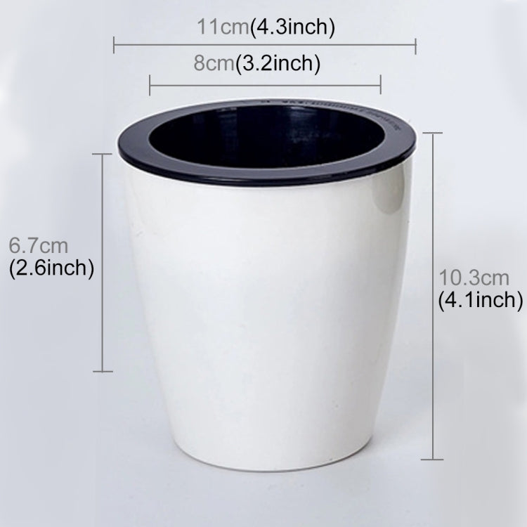 Lazy Flower Pots Automatic Water-absorbing Hydroponic Potted Plants Circular Resin Plastic Flower Pots Double-layer Design Self Watering Planter, Diameter: 11cm, Height: 10.3cm