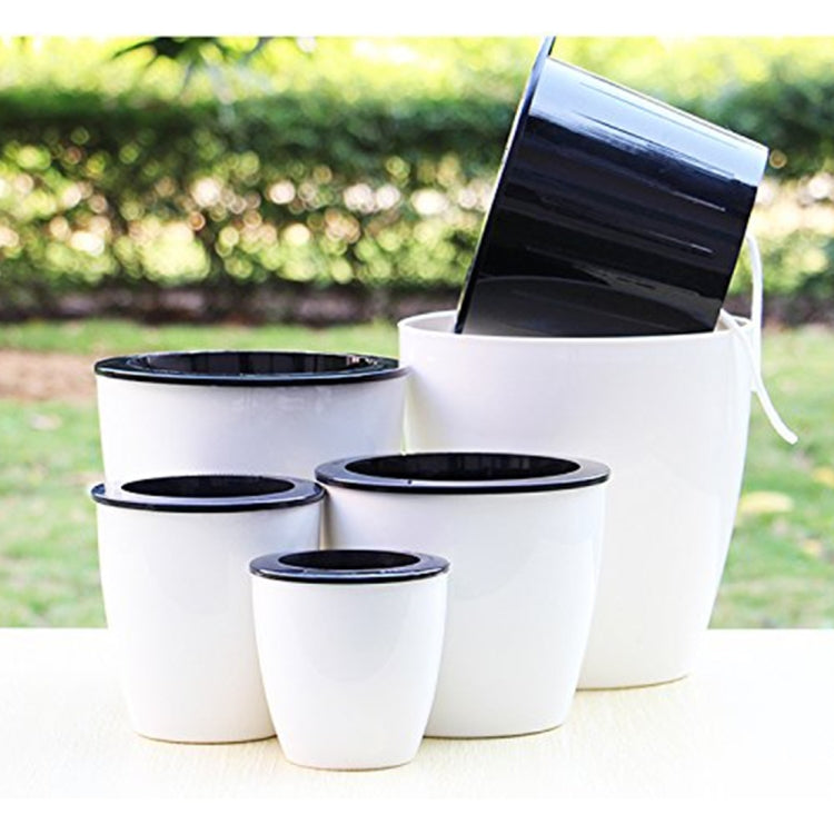 Lazy Flower Pots Automatic Water-absorbing Hydroponic Potted Plants Circular Resin Plastic Flower Pots Double-layer Design Self Watering Planter, Diameter: 11cm, Height: 10.3cm