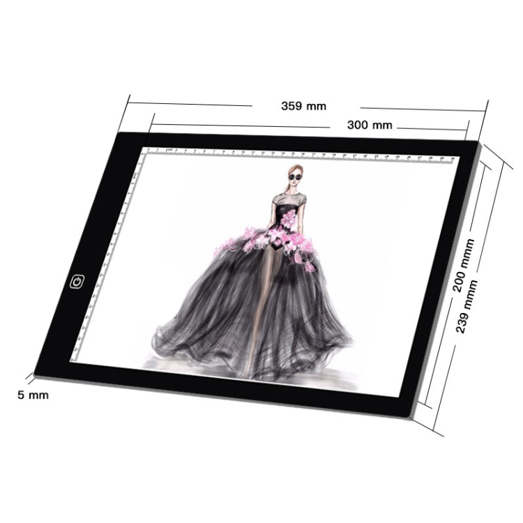 A4 Size LED Three Level of Brightness Dimmable Acrylic Copy Boards for Anime Sketch Drawing Sketchpad, with 1.5m USB Cable