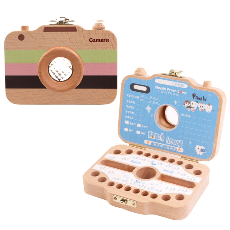 Creative Wooden Children Camera Deciduous Tooth Preservation Box Baby Teeth Tooth House Storage Box