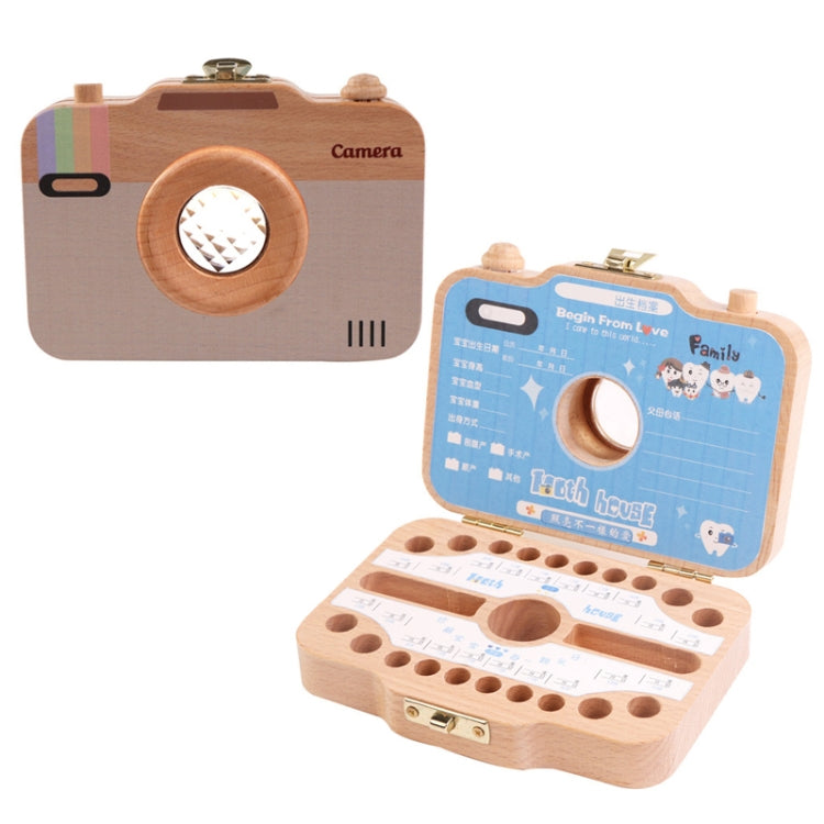 Creative Wooden Children Camera Deciduous Tooth Preservation Box Baby Teeth Tooth House Storage Box