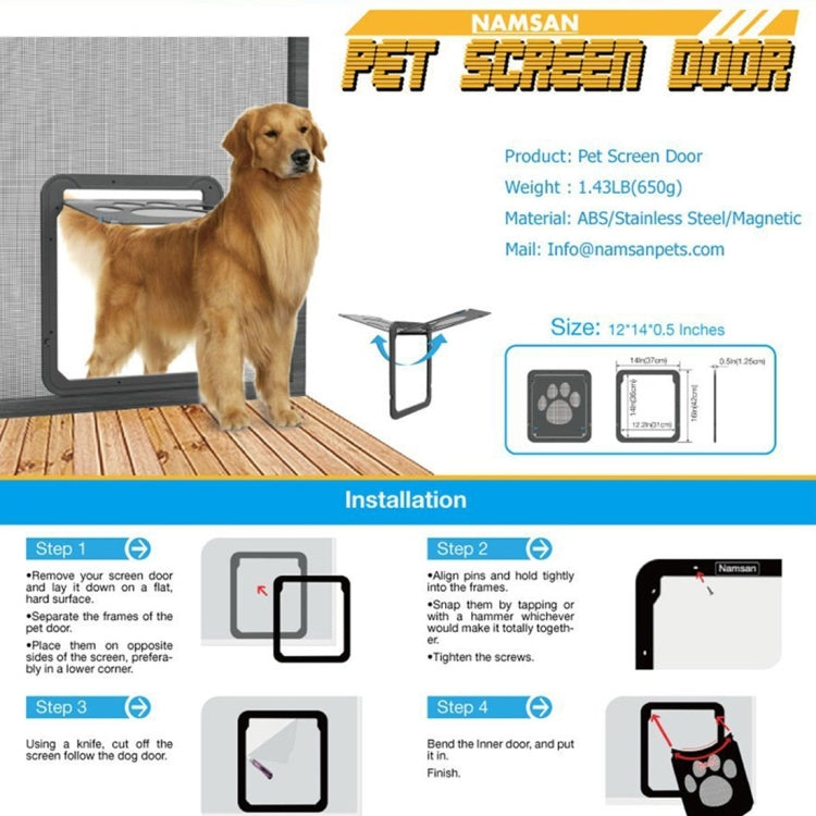 Pet Footprint Pattern Dog Auto Lock / Lockable Gate Cat Safe Flap Window Pet Screen Door, Size: 42x37cm