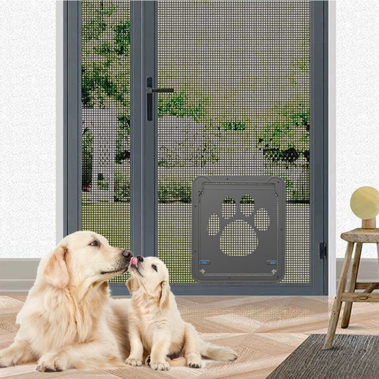 Pet Footprint Pattern Dog Auto Lock / Lockable Gate Cat Safe Flap Window Pet Screen Door, Size: 42x37cm