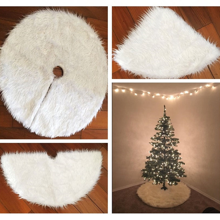 Christmas Tree Plush Skirt White Round Ornament Decoration, Diameter: 78cm