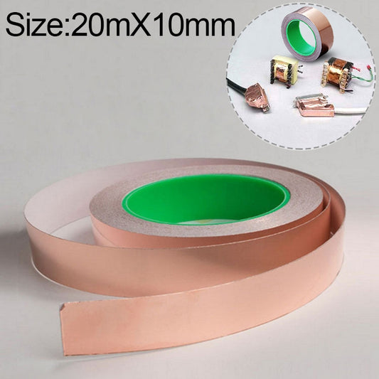Pure Copper Double-sided Conductive Copper Foil Tape Signal Masking Tape, Size: 20m x 10mm
